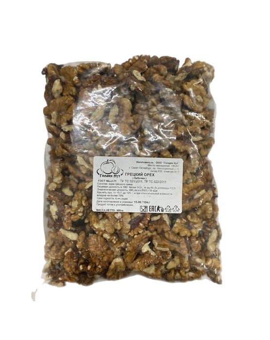 Орех Грецкий четвертинки пэт 500гр Голден Нут РФ Х14136 - фото 413