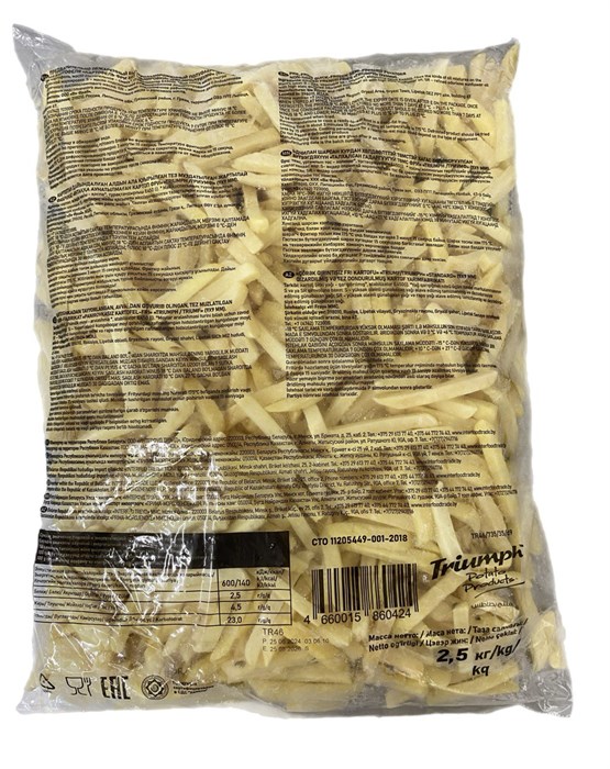 Картофель фри Триумф TR46 без панировки 9х9 мм пакет 2,5 кг V8769 - фото 59